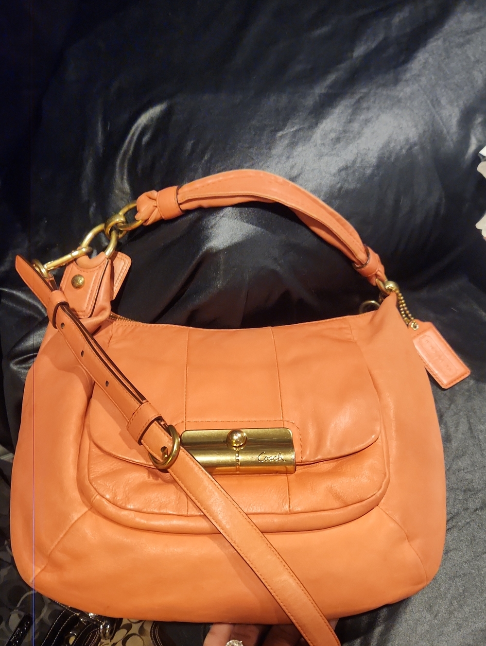 Vintage Coach Kristin coral pink smooth leather 2 way